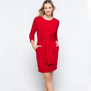 Universal Standard Red Tie Waist Dress